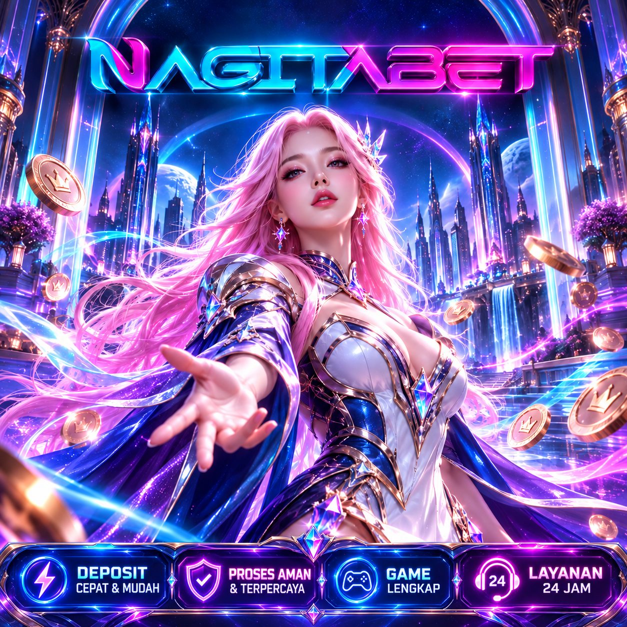Banner NAGITABET CAIR, ilustrasi hiburan game digital